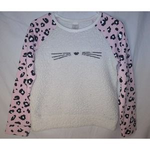 Arizona Girls Sweater- Cat/ Kitten- size Lg 14 White Pink Cozy and Cute
